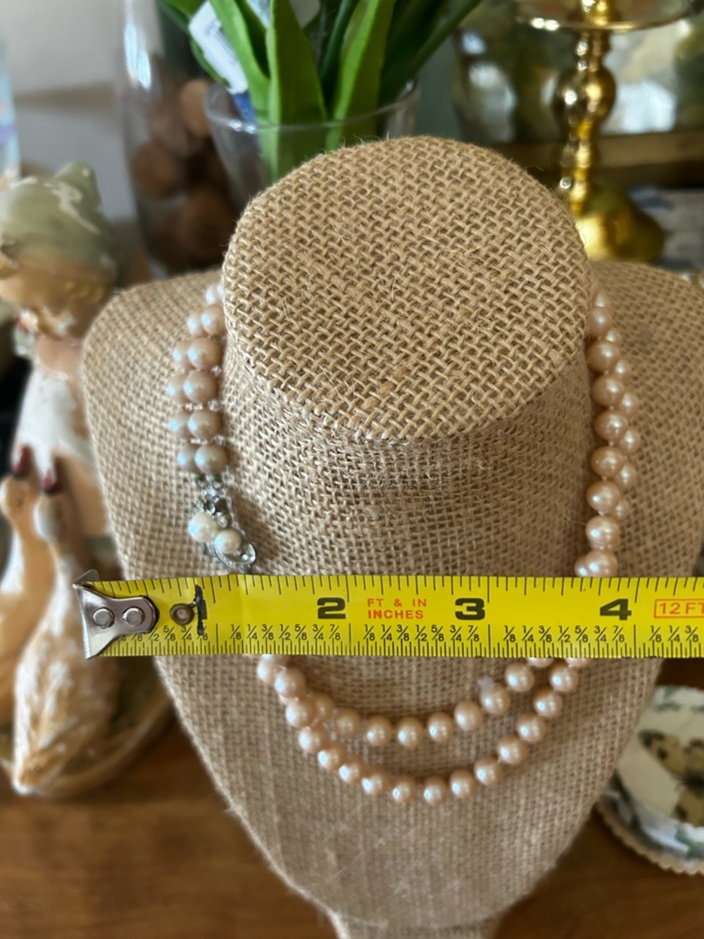 Classic Double-Strand Peach Pearl Necklace Vintage - Picture 6 of 7